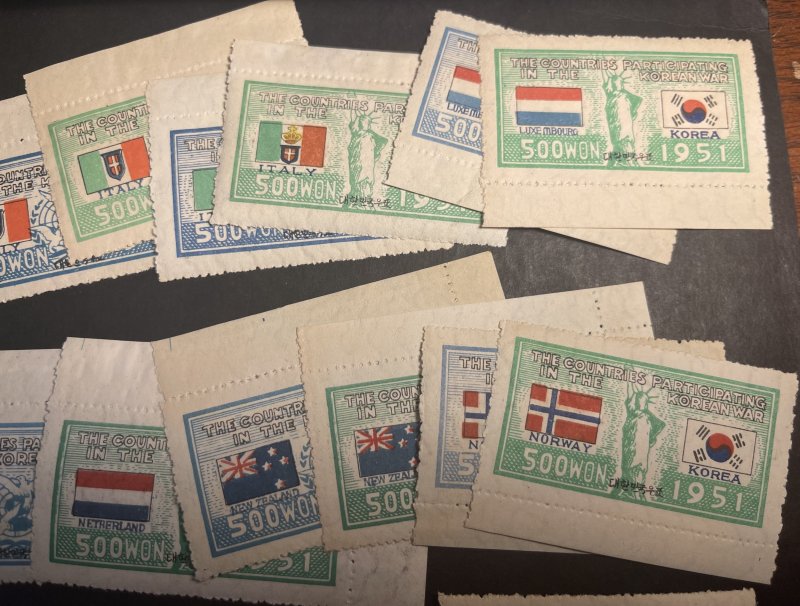 KOREA # 132-173 &154a-155a--MINT/NH-COMPLETE SET (44 STAMPS)--FLAGS --1951