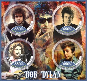 Stamps. Famous people. Music. Bob Dylan  2019 year 1+1 sheets perforated