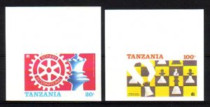 Tanzania, Scott cat. 304-305 B. Rotary & Chess, IMPERF. Tanzania on Top.