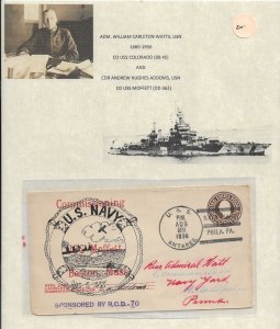 1936 USS Antares to Adm William Watts, USN, Philadelphia, PA (54415)
