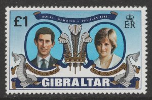 Gibraltar 450 Royal Wedding £1 single MNH 1981