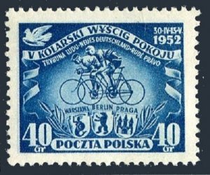 Poland 547, MNH. Michel 735. Peace Bicycle Race, Warsaw-Berlin-Prague, 1952.