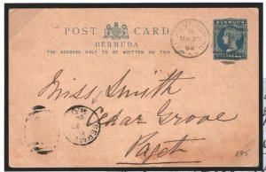 BERMUDA Stationery Card 1894 *R.O* DUPLEX Receiving Office {samwells-covers}W528