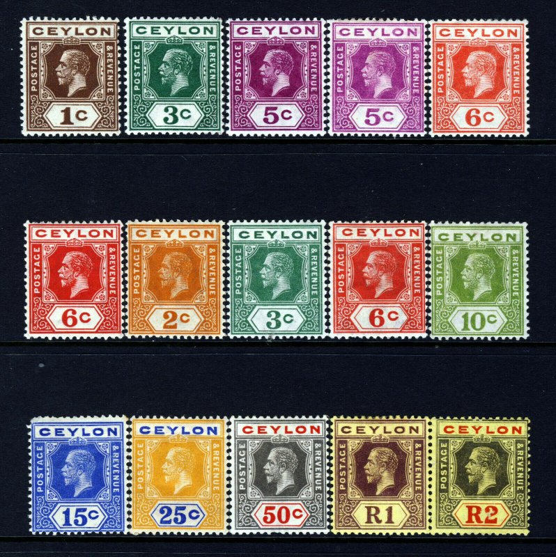 CEYLON King George V 1912-25 Definitive Part Set SG 301 to SG 316 MINT