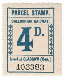(I.B) Caledonian Railway : Parcel Stamp 4d (Glasgow Central) 