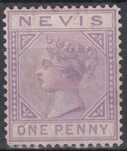 1880 NEVIS QV 1d LILAC MAUVE (SG# 23) MH