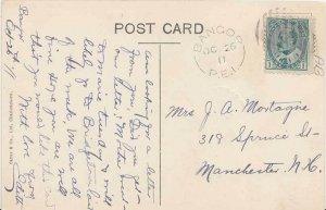 Canada 1c KEVII 1911 Bangor, P.E.I. 1884-1913 split ring PPC to Manchester, N.H.