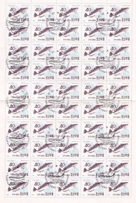 SA25a Korea 1990 Fish, used, full sheet.