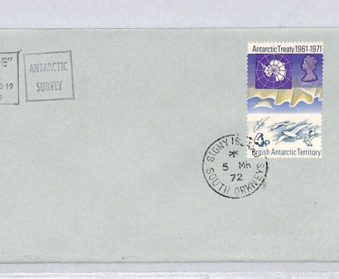 BRITISH ANTARCTIC TERRITORY Cover Signy Island SURVEY BASE Cachet 1972 Ship ZK82