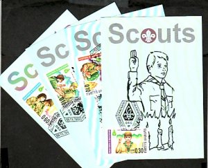 Bulgaria, Scott cat. 4121-4124. Bulgarian Scouting on 4 Max. Cards.