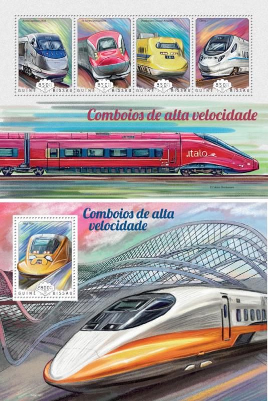 Speed Trains Züge TGV Locomotives Railways Railroads Guinea-Bissau MNH stamp set