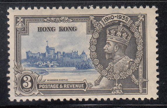 Hong Kong 1935 Sc 147 Silver Jubilee 3c MNH