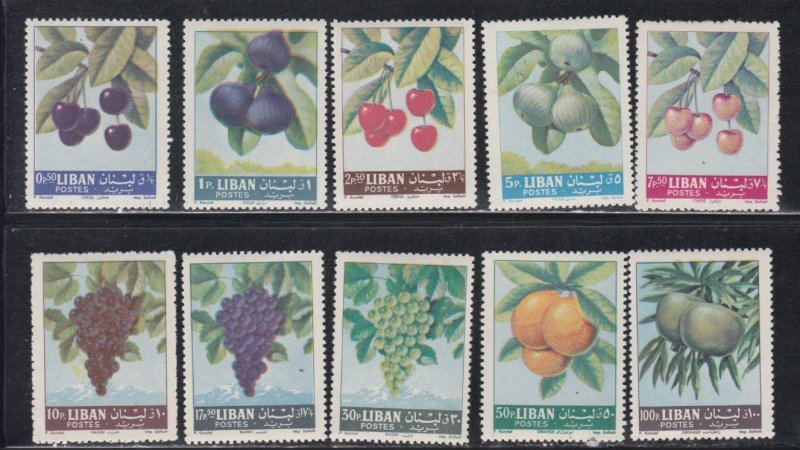 Lebanon # 392-401, Fruit, Mint  Hinged, 1/3 Cat