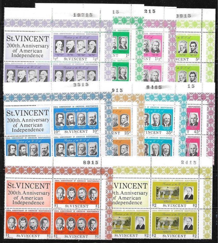 1975 St. Vincent #435-44 complete US Presidents set of 10 PB4 MNH
