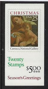 BK167 Catalog # Complete Booklet $5.00 face value 20 25ct Christmas Stamps P#1