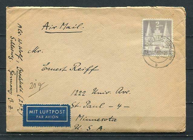 Germany 1949 Cover sent USA MI 98 Iwg Single usage Letter inside CV 300euro 2497