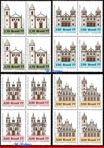 1545-48 BRAZIL 1977 RELIGIOUS ARCHITECTURE, CHURCHES, MI# 1637-40, BLOCK  MNH