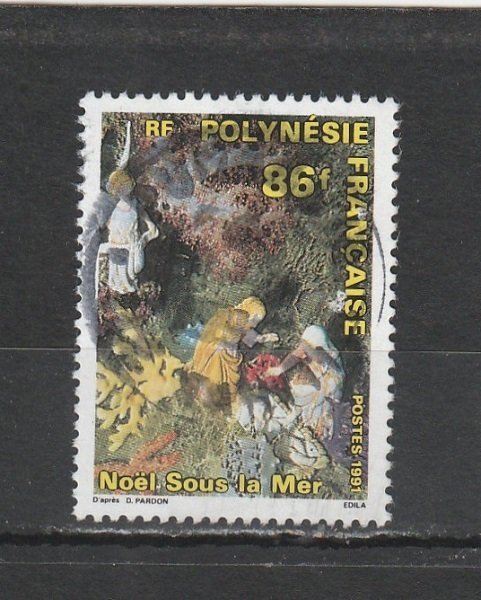 French Polynesia Scott#  580  Used  (1991 Nativity)