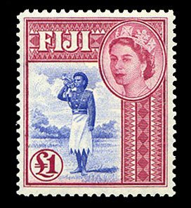 Fiji #147-162 (SG 280-295) Cat£85, 1954-59 QEII. 1/2p-£1, complete set, 1p ...