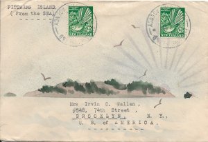 Karl Lewis Hand Painted, Pitcairn Island to Brooklyn, NY 193x (hk0002)