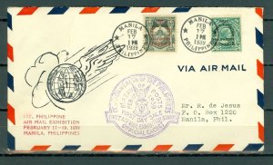 PHILIPPINES 1939 EXPO   LOCAL AIR MAIL COVER WITH HISTORIC CACHET..#C57 & #C58