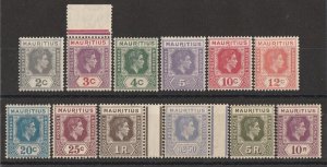 MAURITIUS 1938 KGVI set from 1938 printing. MNH **.