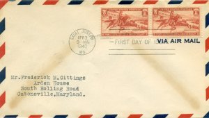 SCOTT # 896 PAIR FDC, PONY EXPRESS, NO CACHET, TYPED ADDRESS, GREAT PRICE!