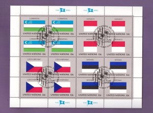 United Nations New York #723-726 cancelled 1998 sheet flags Uzbekistan>