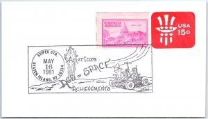 US SPECIAL EVENT POSTMARK COVER AMERICA'S AGE OF SPACE ACHIEVEMENTS AT STIPEX 81