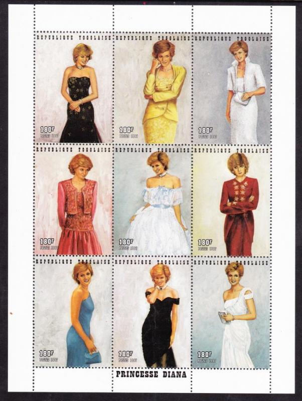 Togo 1997 Diana Princess of Wales Shlt (9) perf.MNH Sc# 1798