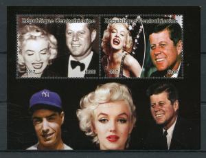 Central African Rep 2017 CTO Marilyn Monroe John F Kennedy JFK 2v M/S Stamps