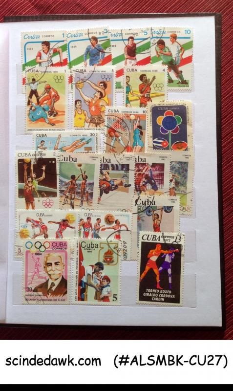 COLOURFUL COLLECTION OF CUBA STAMPS IN SMALL STOCK BOOK - 360 USED STAMPS