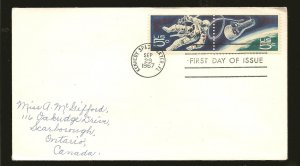 USA SC#1331-1332 Se-tenant Pair on 1967 Kennedy Space Center First Day Cover