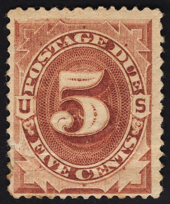 US# J4 5c Brown Postage Due MINT Hinged SCV $800.00