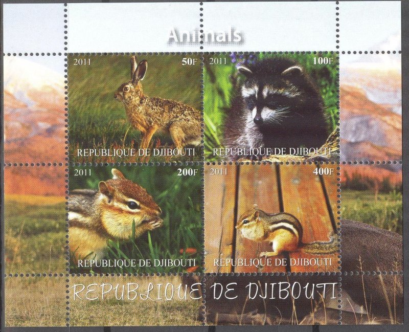 Djibouti 2011 Animals Squirrels Rabbits MNH Cinderella !