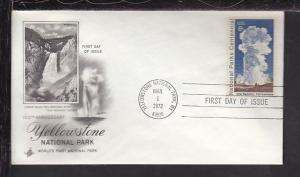 US Yellowstone 1972 Artcraft U/A FDC BIN