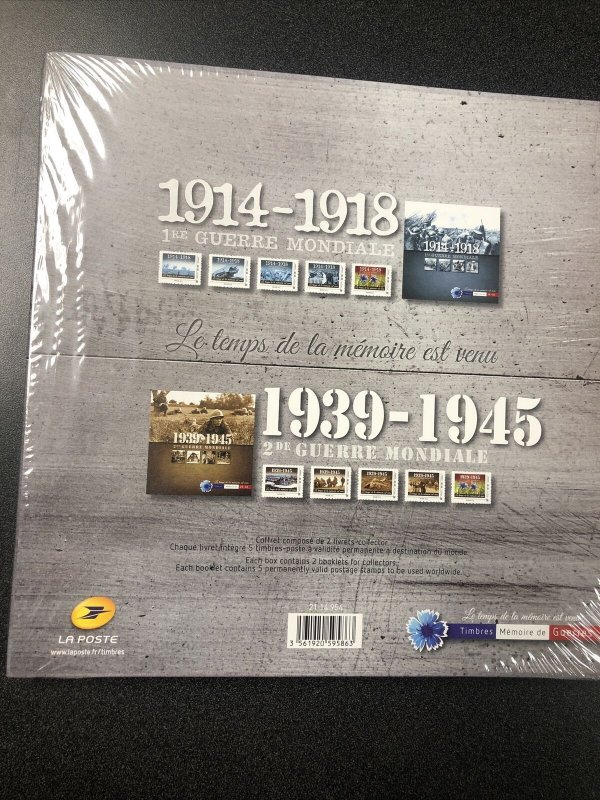 WW1 & WW2 -2 Booklets Collection - France- Each Booklet Contains 5 Permanently. 