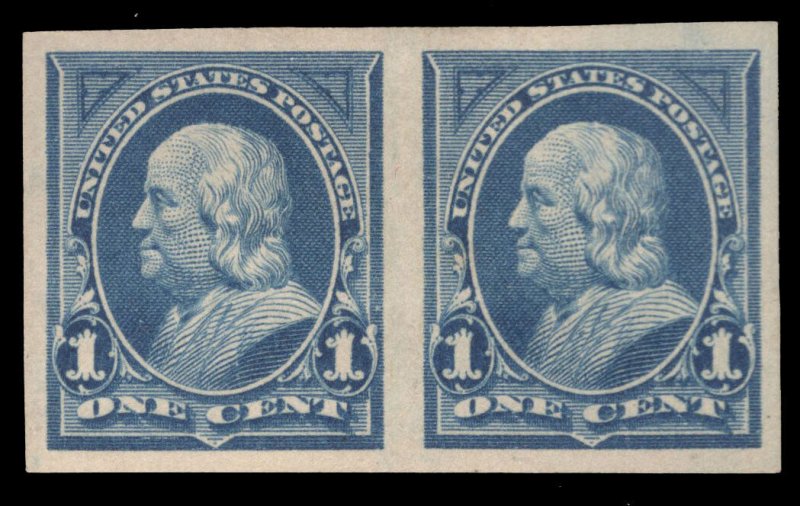 MOMEN: US STAMPS #264P5 PLATE PROOF PAIR IMPERF MINT OG H XF PF CERT LOT #73376