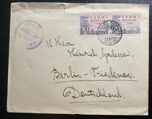 1930 Helsinki Finland Graf Zeppelin LZ 127 Cover to Berlin Germany Pair Sc #C1