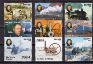 Sao Tome and Principe 2004 Steam Locomotives by Richard Trevithick Set (9) MNH