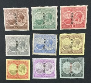 MOMEN: BERMUDA SG #59s-67s 1920-21 SPECIMEN MINT OG H LOT #191525-273