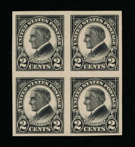 AFFORDABLE GENUINE SCOTT #611 MINT OG H 1923 IMPERF BLOCK OF 4 HARDING #12895