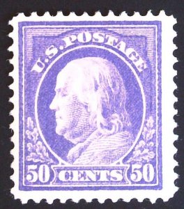 US Scott #421 - VF - 50c Violet - Franklin - OG - 1914