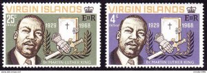 BRITISH VIRGIN ISLANDS 1968 QEII Martin Luther King Commeration Set SG226-227 MH