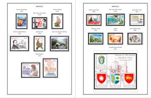 COLOR PRINTED MONACO 2011-2020 STAMP ALBUM PAGES (63 illustrated pages)