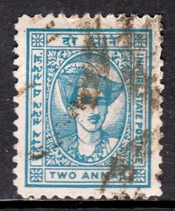 India (Indore) - Scott #38 - Used - Crease UL - SCV $1.75