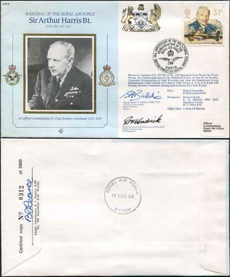 CMD9a RAF COMMANDERS Sir Arthur Harris signed Gp Capt Baldwin and McKendrick