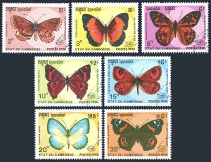 Cambodia 1064-1071,CTO. Michel 1142-1148, Bl.176. New Zealand-1990, Butterflies.