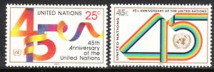 577-78 United Nations 1990 45th Anniv. MNH