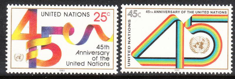 577-78 United Nations 1990 45th Anniv. MNH